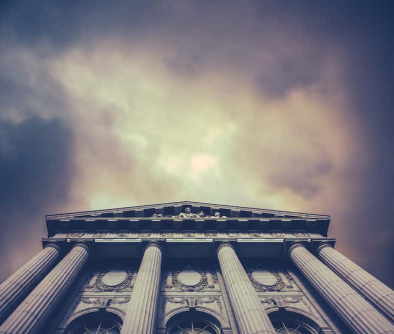looking upwards at the courts